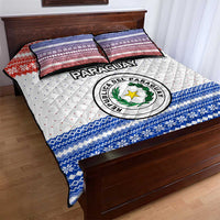 Paraguay Christmas Quilt Bed Set with Red-White-Blue Design, National Seal, and Santa Motif - Wonder Print Shop