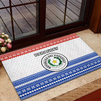 Paraguay Christmas Rubber Doormat with Red-White-Blue Design, National Seal, and Santa Motif - Wonder Print Shop