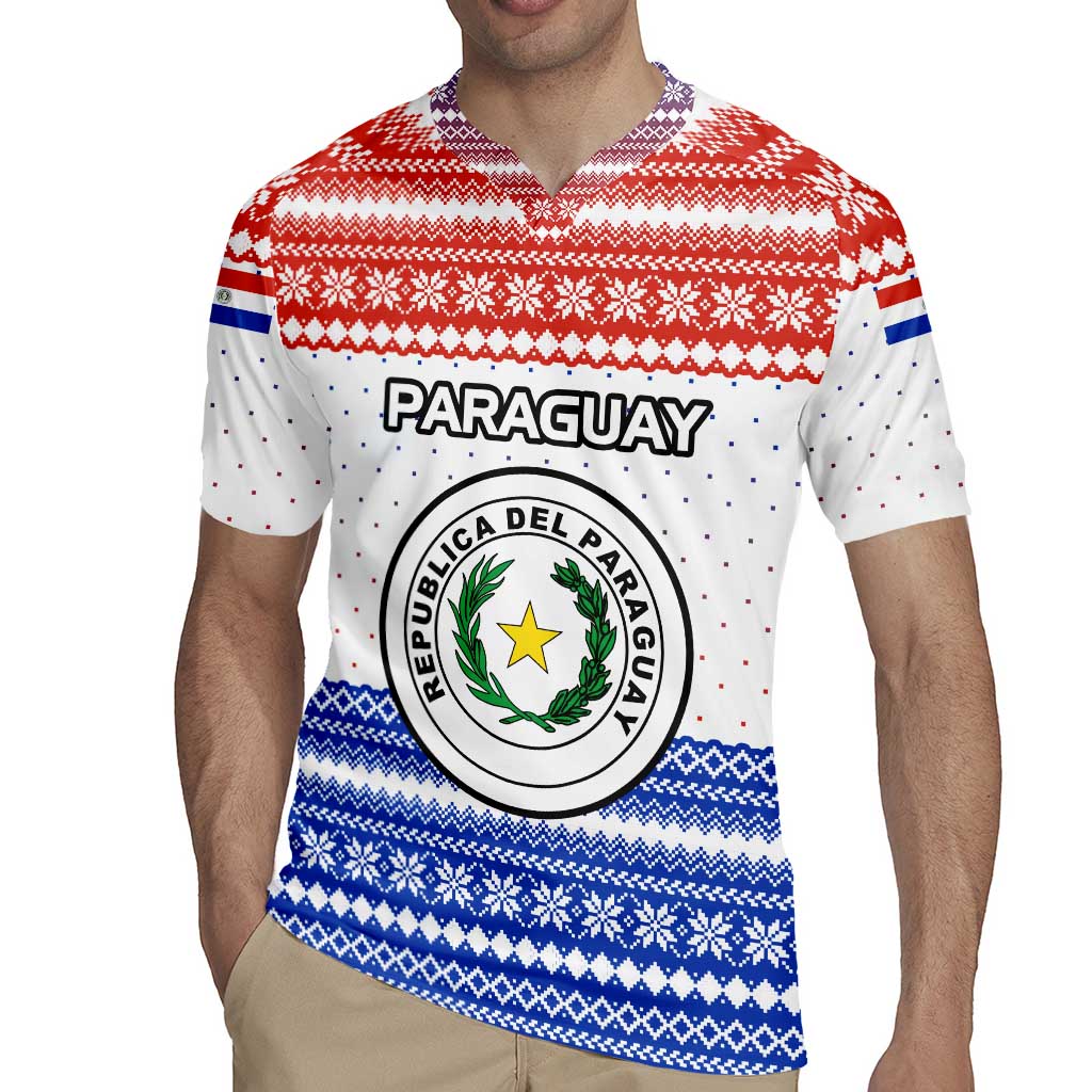 Paraguay Christmas Rugby Jersey with Red-White-Blue Design, National Seal, and Santa Motif - Wonder Print Shop
