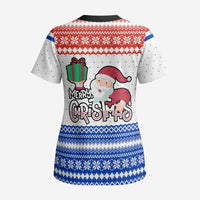 Paraguay Christmas Scrub Top with Red-White-Blue Design, National Seal, and Santa Motif - Wonder Print Shop