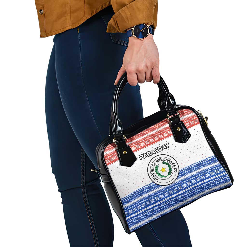 Paraguay Christmas Shoulder Handbag with Red-White-Blue Design, National Seal, and Santa Motif - Wonder Print Shop