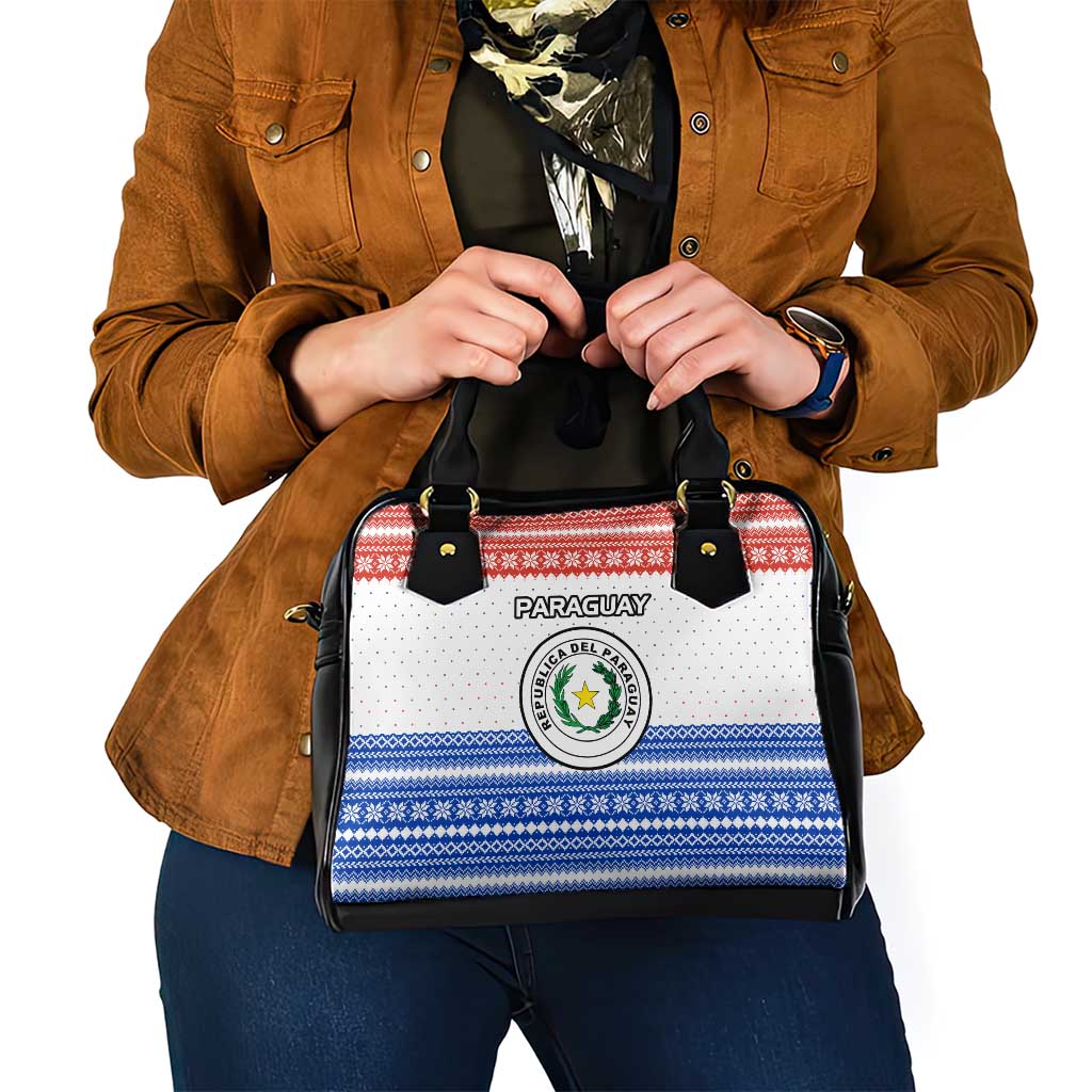 Paraguay Christmas Shoulder Handbag with Red-White-Blue Design, National Seal, and Santa Motif - Wonder Print Shop