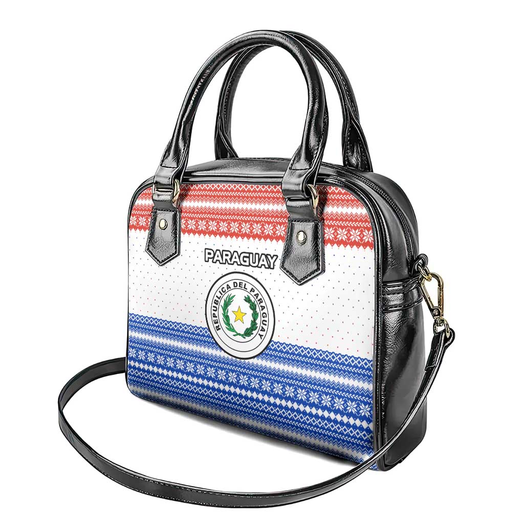 Paraguay Christmas Shoulder Handbag with Red-White-Blue Design, National Seal, and Santa Motif - Wonder Print Shop