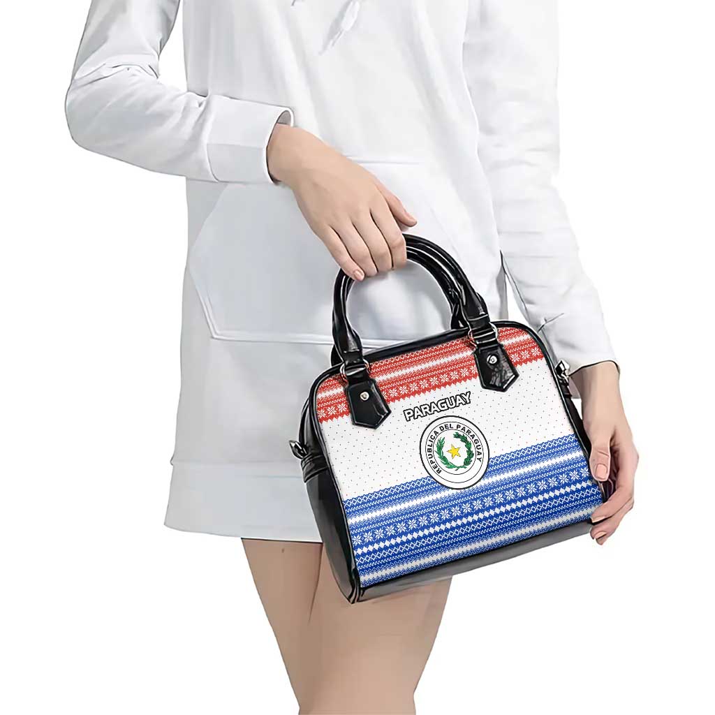 Paraguay Christmas Shoulder Handbag with Red-White-Blue Design, National Seal, and Santa Motif - Wonder Print Shop