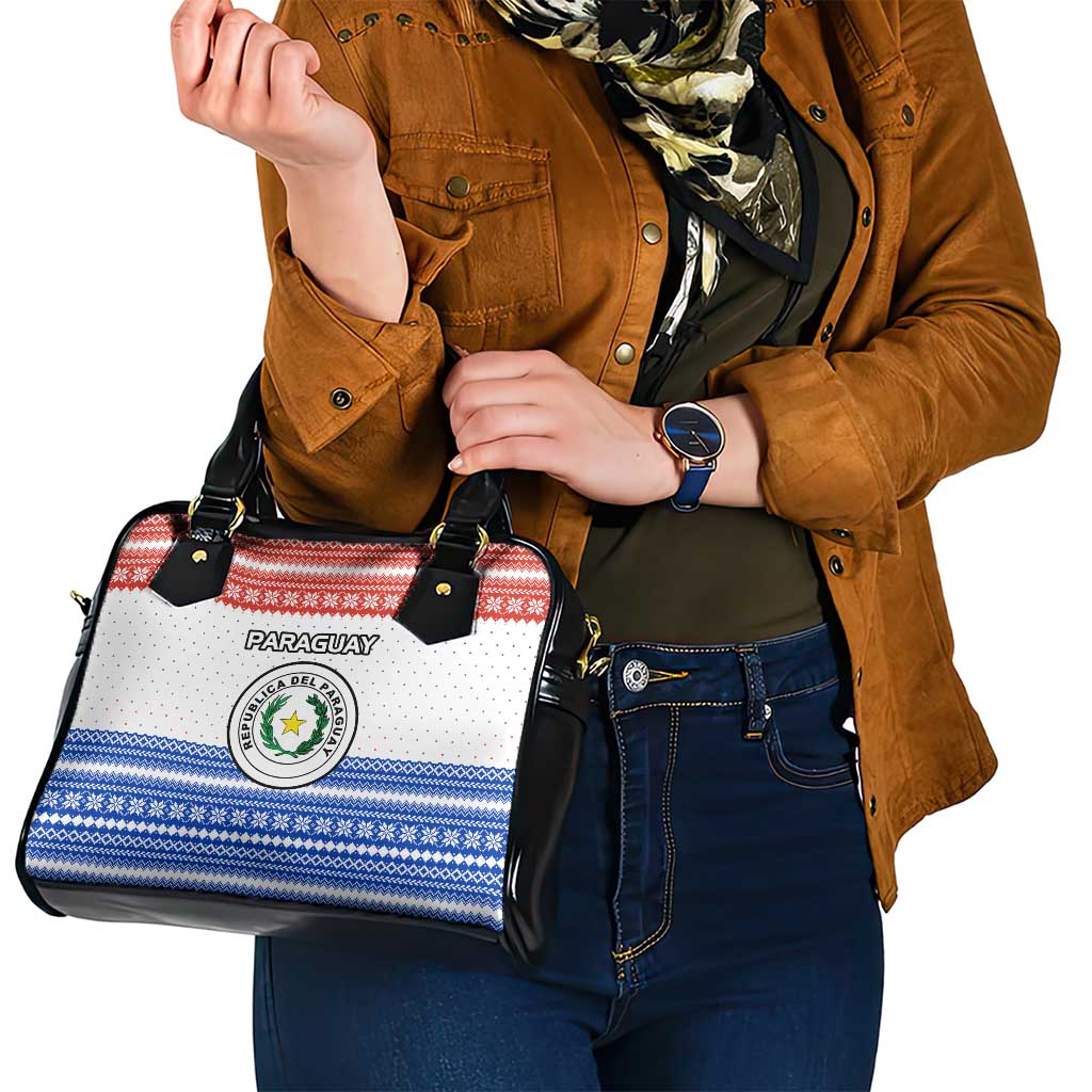 Paraguay Christmas Shoulder Handbag with Red-White-Blue Design, National Seal, and Santa Motif - Wonder Print Shop