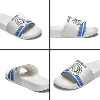 Paraguay Christmas Slide Sandals with Red-White-Blue Design, National Seal, and Santa Motif - Wonder Print Shop