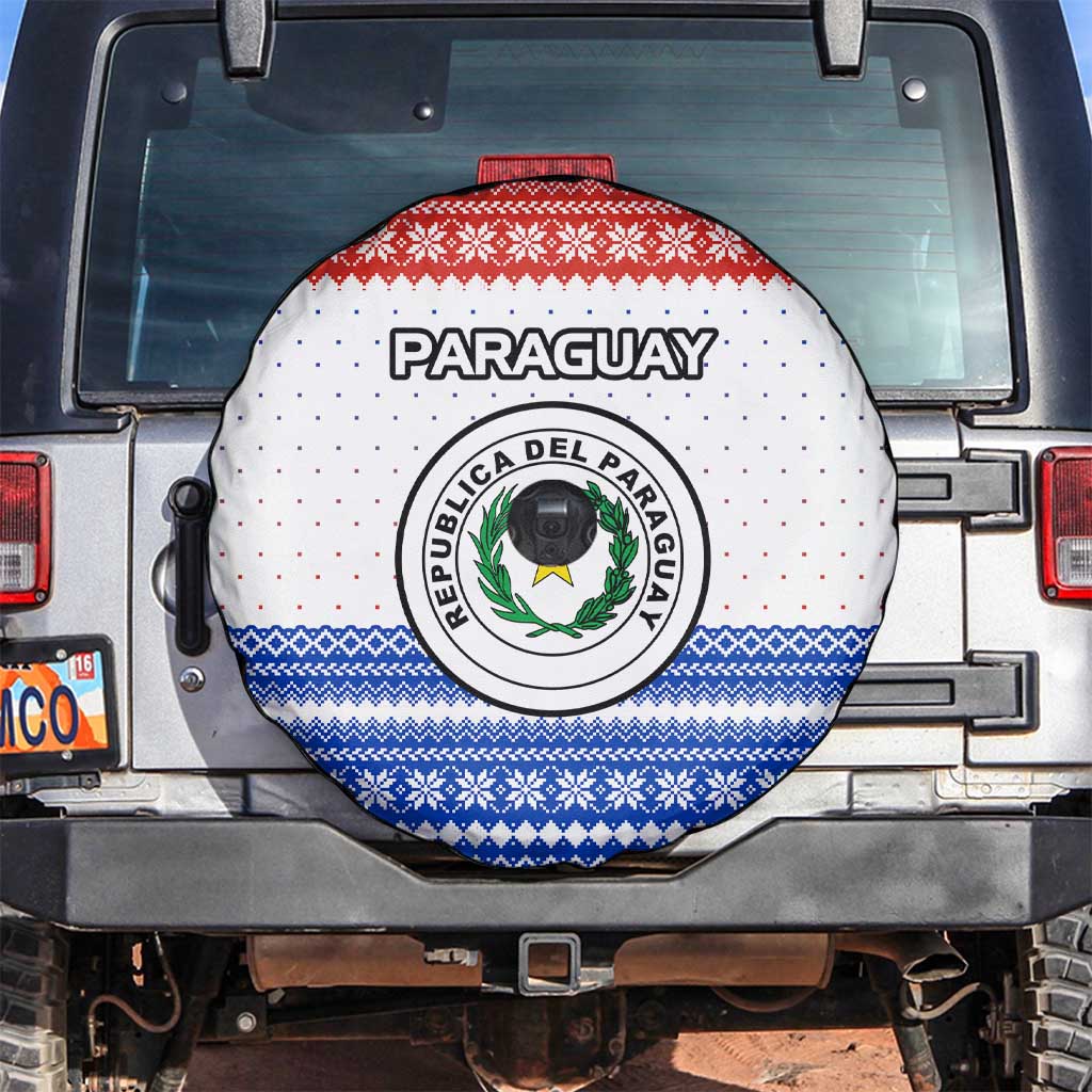 Paraguay Christmas Spare Tire Cover with Red-White-Blue Design, National Seal, and Santa Motif - Wonder Print Shop