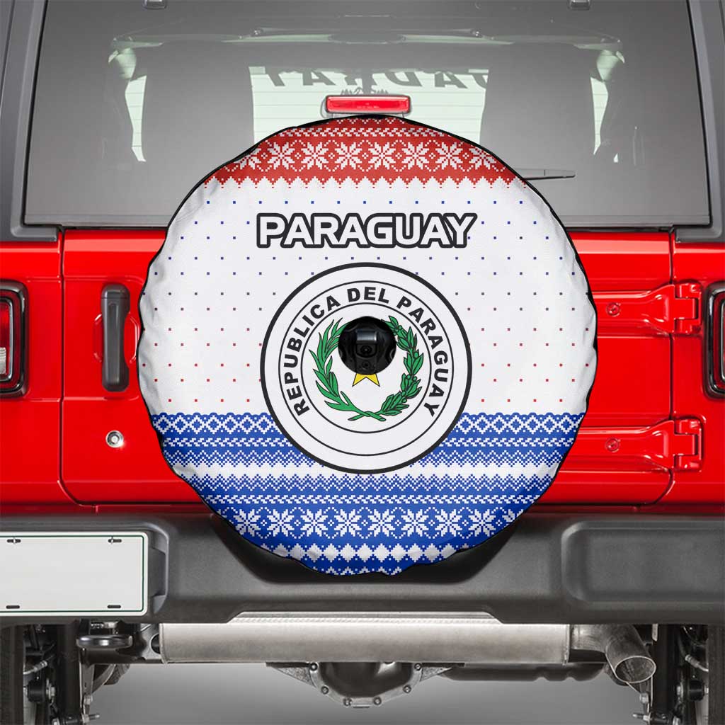 Paraguay Christmas Spare Tire Cover with Red-White-Blue Design, National Seal, and Santa Motif - Wonder Print Shop