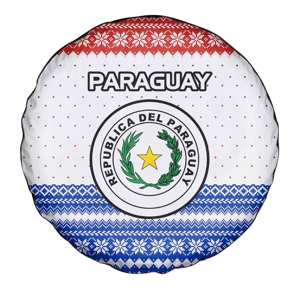 Paraguay Christmas Spare Tire Cover with Red-White-Blue Design, National Seal, and Santa Motif - Wonder Print Shop