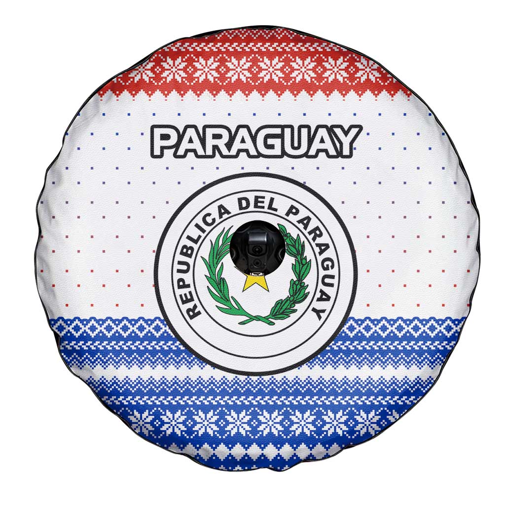 Paraguay Christmas Spare Tire Cover with Red-White-Blue Design, National Seal, and Santa Motif - Wonder Print Shop