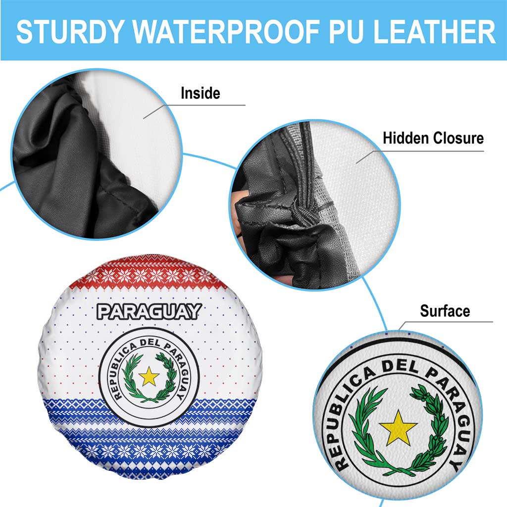 Paraguay Christmas Spare Tire Cover with Red-White-Blue Design, National Seal, and Santa Motif - Wonder Print Shop