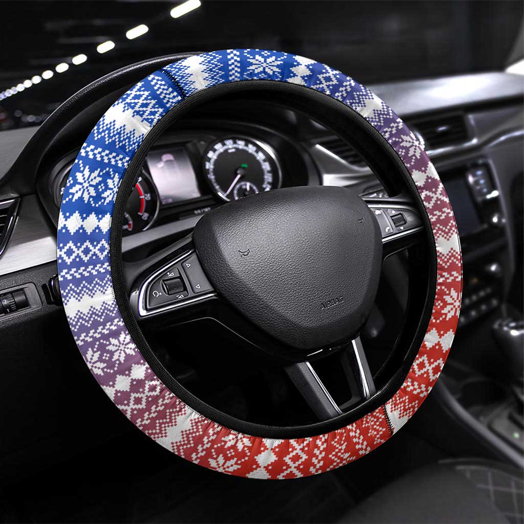 Paraguay Christmas Steering Wheel Cover with Red-White-Blue Design, National Seal, and Santa Motif - Wonder Print Shop