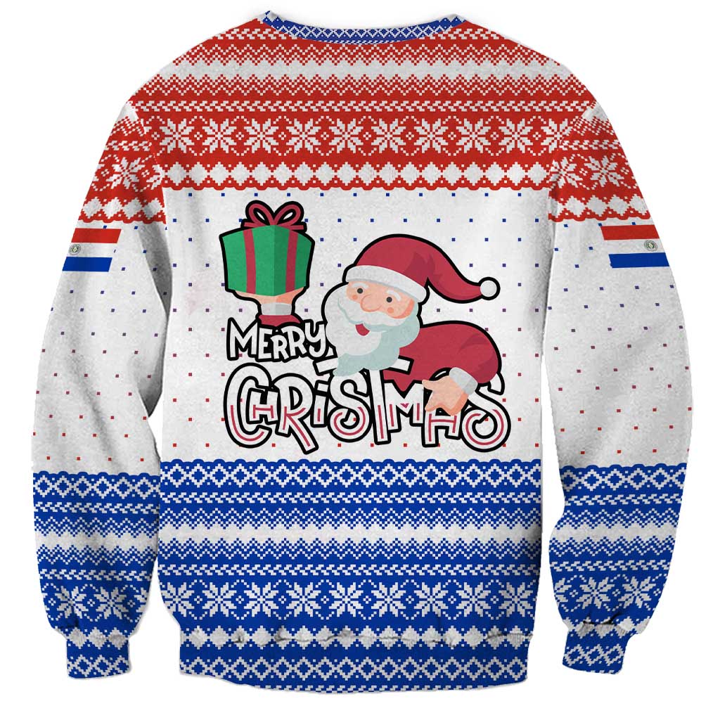 Paraguay Christmas Sweatshirt with Red-White-Blue Design, National Seal, and Santa Motif - Wonder Print Shop