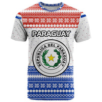 Paraguay Christmas T Shirt with Red-White-Blue Design, National Seal, and Santa Motif - Wonder Print Shop