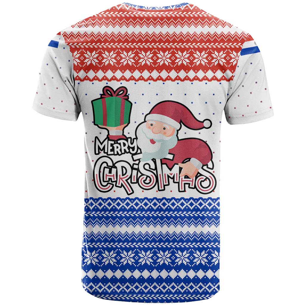 Paraguay Christmas T Shirt with Red-White-Blue Design, National Seal, and Santa Motif - Wonder Print Shop