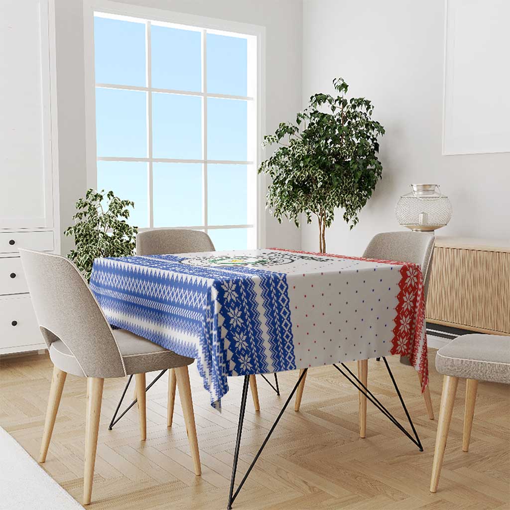 Paraguay Christmas Tablecloth with Red-White-Blue Design, National Seal, and Santa Motif - Wonder Print Shop
