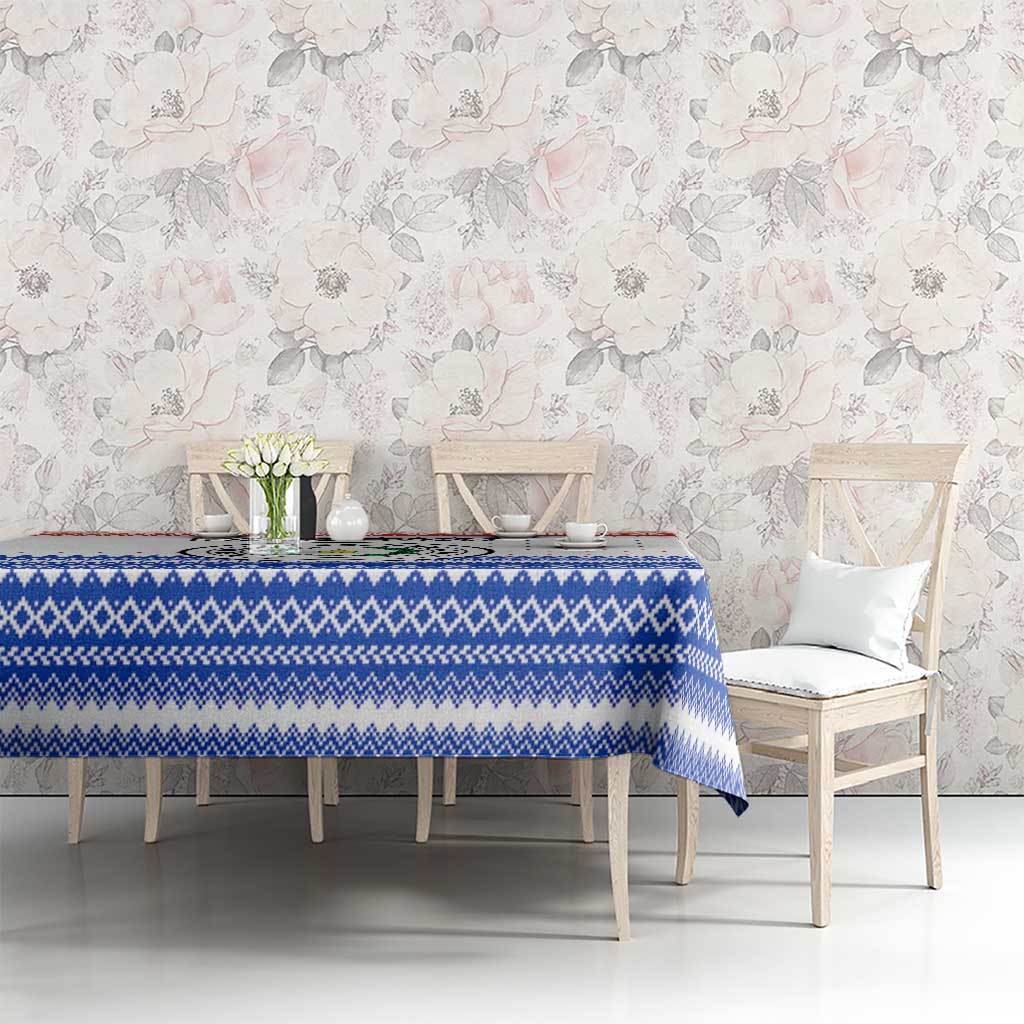 Paraguay Christmas Tablecloth with Red-White-Blue Design, National Seal, and Santa Motif - Wonder Print Shop