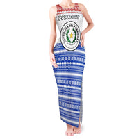 Paraguay Christmas Tank Maxi Dress with Red-White-Blue Design, National Seal, and Santa Motif - Wonder Print Shop