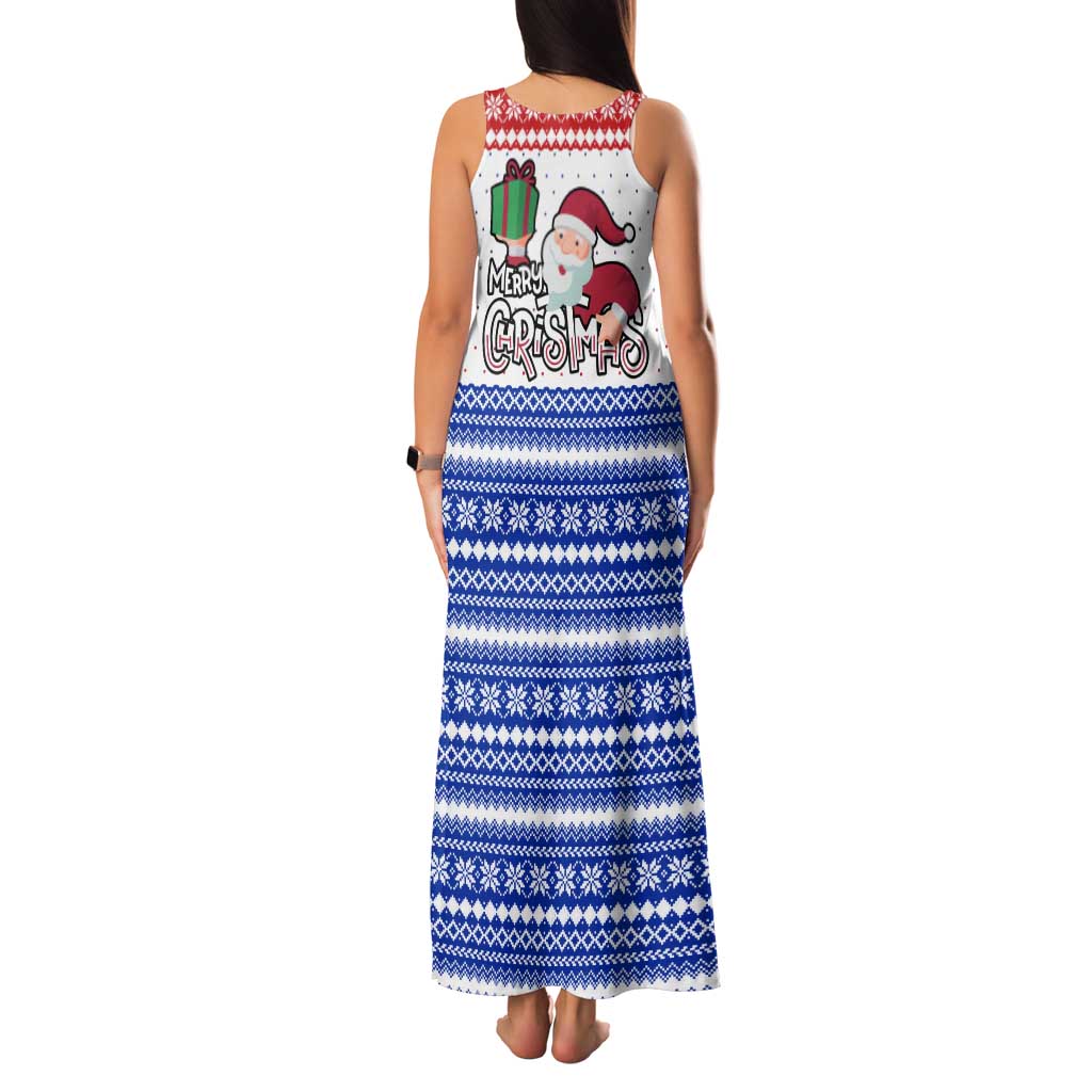 Paraguay Christmas Tank Maxi Dress with Red-White-Blue Design, National Seal, and Santa Motif - Wonder Print Shop