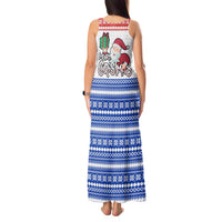 Paraguay Christmas Tank Maxi Dress with Red-White-Blue Design, National Seal, and Santa Motif - Wonder Print Shop