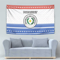 Paraguay Christmas Tapestry with Red-White-Blue Design, National Seal, and Santa Motif - Wonder Print Shop
