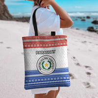 Paraguay Christmas Tote Bag with Red-White-Blue Design, National Seal, and Santa Motif - Wonder Print Shop
