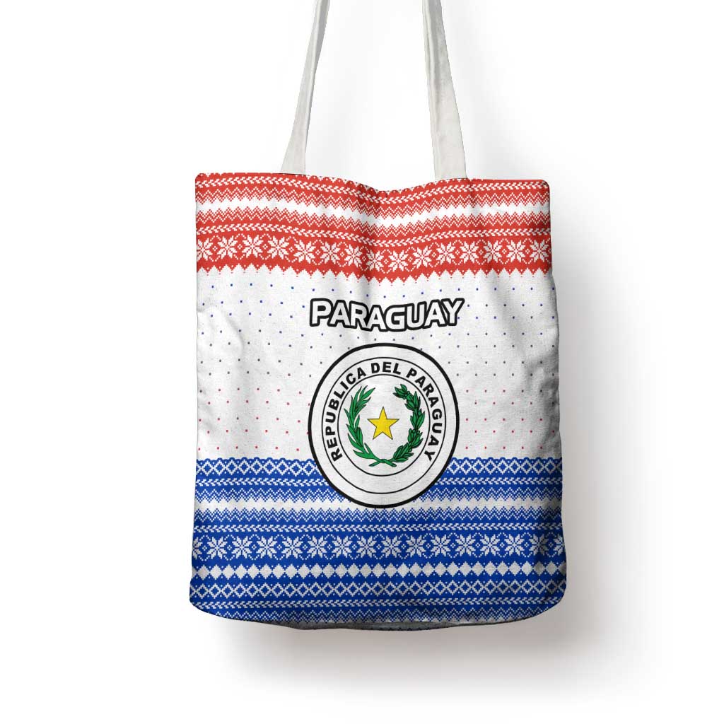 Paraguay Christmas Tote Bag with Red-White-Blue Design, National Seal, and Santa Motif - Wonder Print Shop