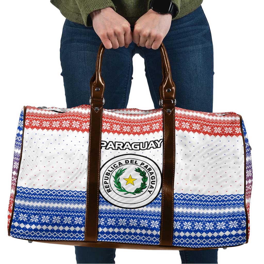 Paraguay Christmas Travel Bag with Red-White-Blue Design, National Seal, and Santa Motif - Wonder Print Shop