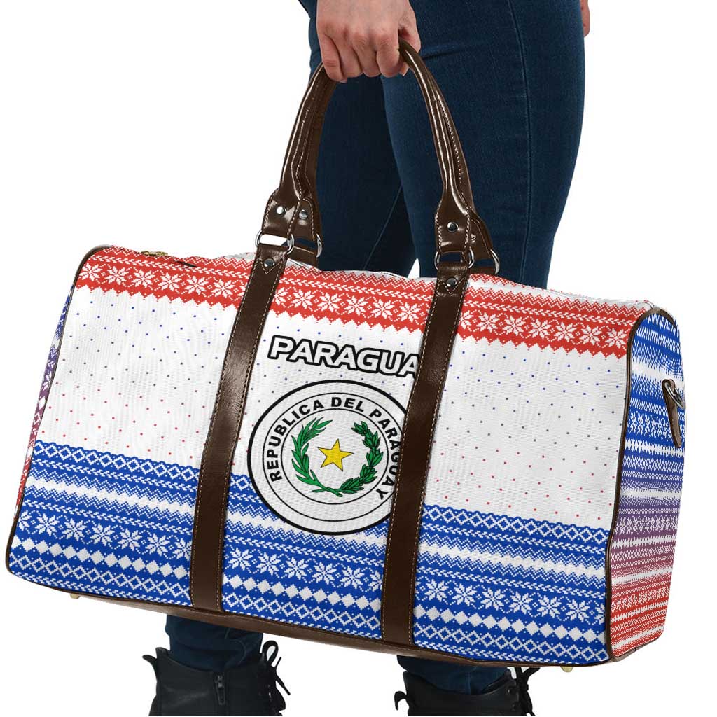 Paraguay Christmas Travel Bag with Red-White-Blue Design, National Seal, and Santa Motif - Wonder Print Shop