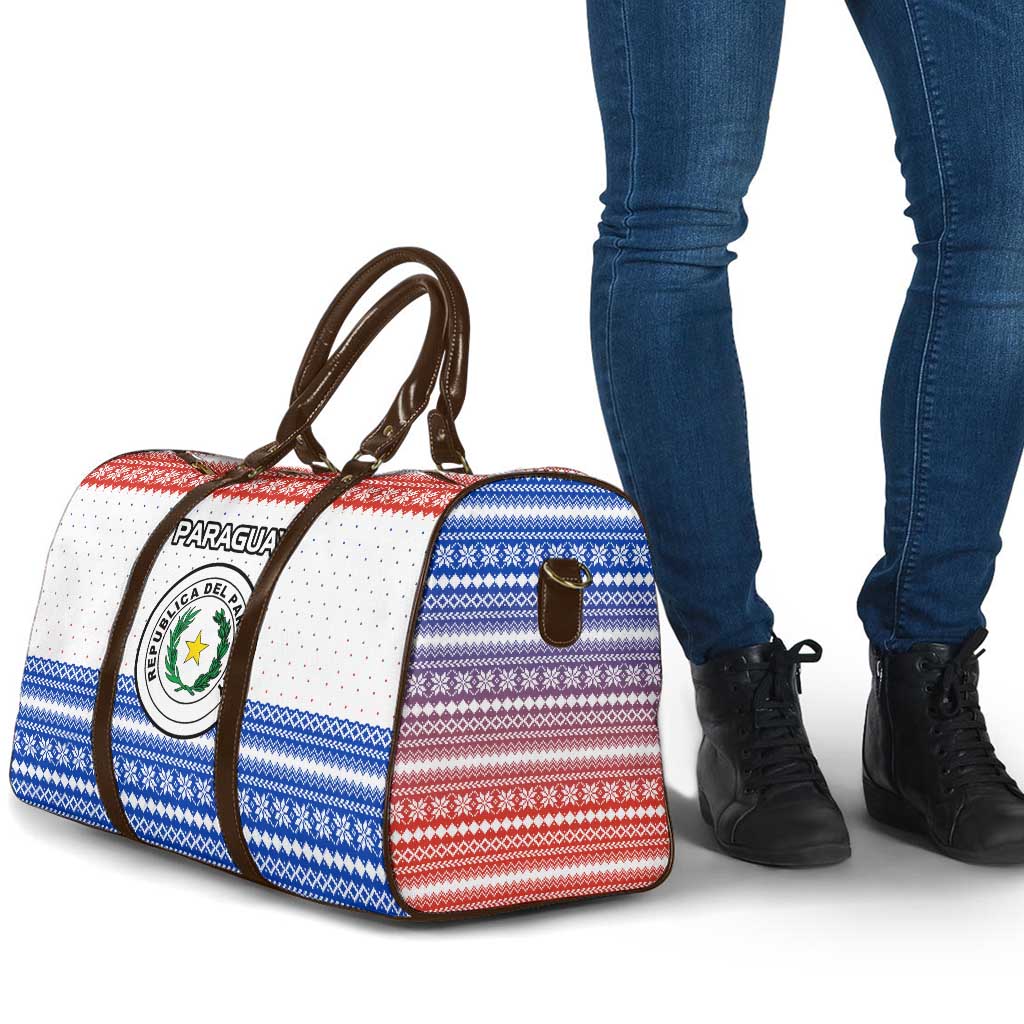 Paraguay Christmas Travel Bag with Red-White-Blue Design, National Seal, and Santa Motif - Wonder Print Shop