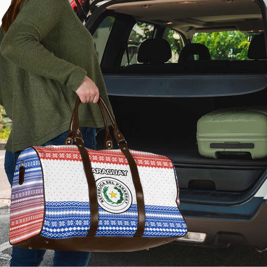 Paraguay Christmas Travel Bag with Red-White-Blue Design, National Seal, and Santa Motif - Wonder Print Shop