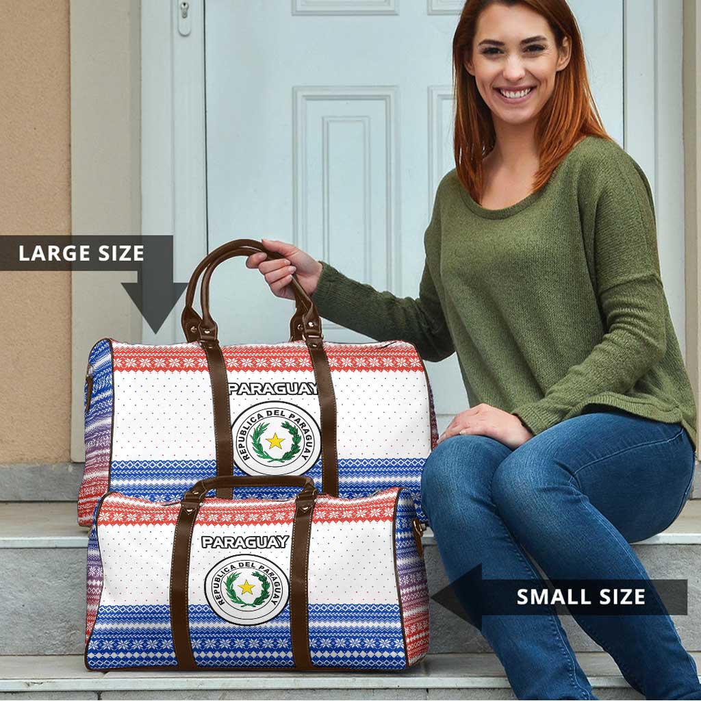 Paraguay Christmas Travel Bag with Red-White-Blue Design, National Seal, and Santa Motif - Wonder Print Shop