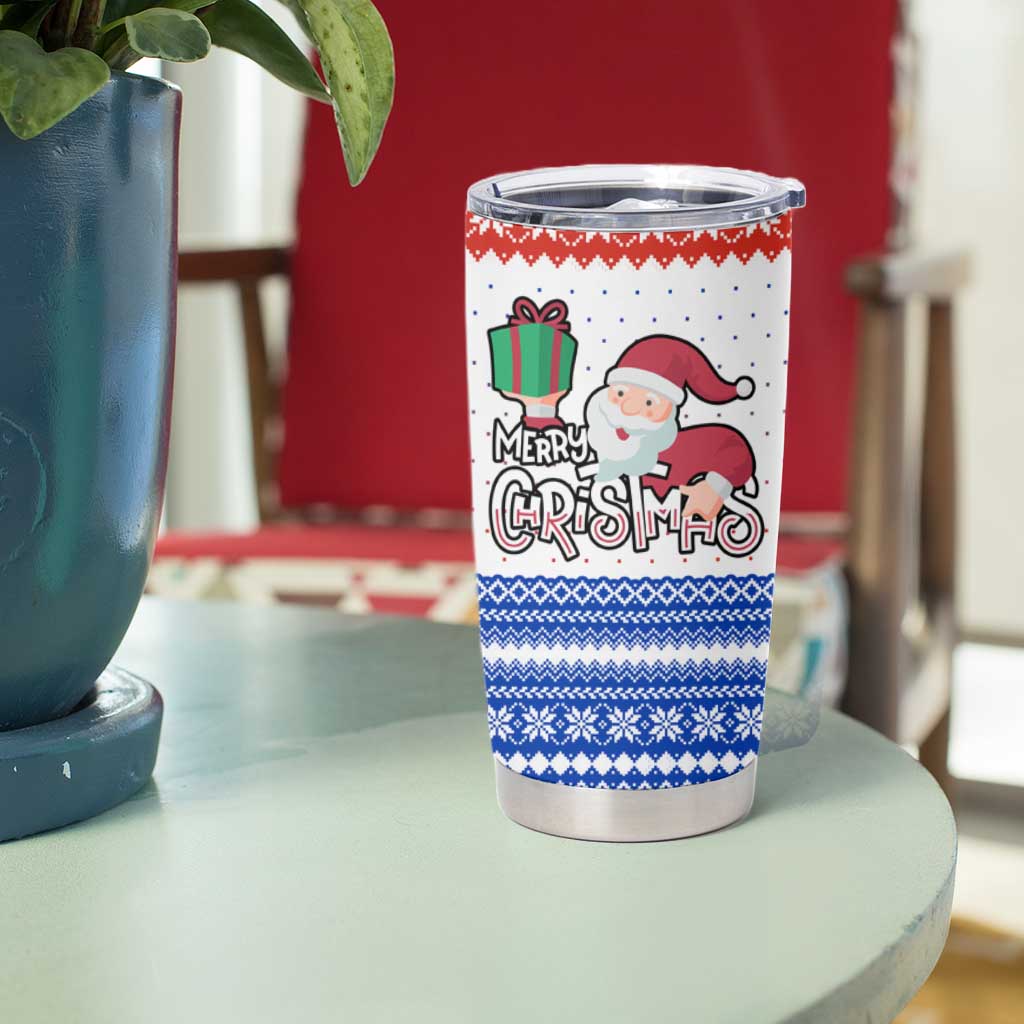 Paraguay Christmas Tumbler Cup with Red-White-Blue Design, National Seal, and Santa Motif - Wonder Print Shop