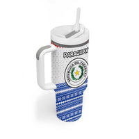 Paraguay Christmas Tumbler With Handle with Red-White-Blue Design, National Seal, and Santa Motif - Wonder Print Shop