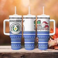 Paraguay Christmas Tumbler With Handle with Red-White-Blue Design, National Seal, and Santa Motif - Wonder Print Shop