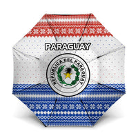 Paraguay Christmas Umbrella with Red-White-Blue Design, National Seal, and Santa Motif - Wonder Print Shop