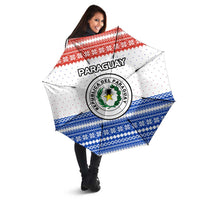 Paraguay Christmas Umbrella with Red-White-Blue Design, National Seal, and Santa Motif - Wonder Print Shop
