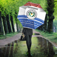 Paraguay Christmas Umbrella with Red-White-Blue Design, National Seal, and Santa Motif - Wonder Print Shop