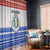Paraguay Christmas Window Curtain with Red-White-Blue Design, National Seal, and Santa Motif - Wonder Print Shop