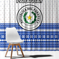 Paraguay Christmas Window Curtain with Red-White-Blue Design, National Seal, and Santa Motif - Wonder Print Shop