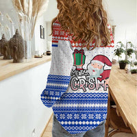 Paraguay Christmas Women Casual Shirt with Red-White-Blue Design, National Seal, and Santa Motif - Wonder Print Shop