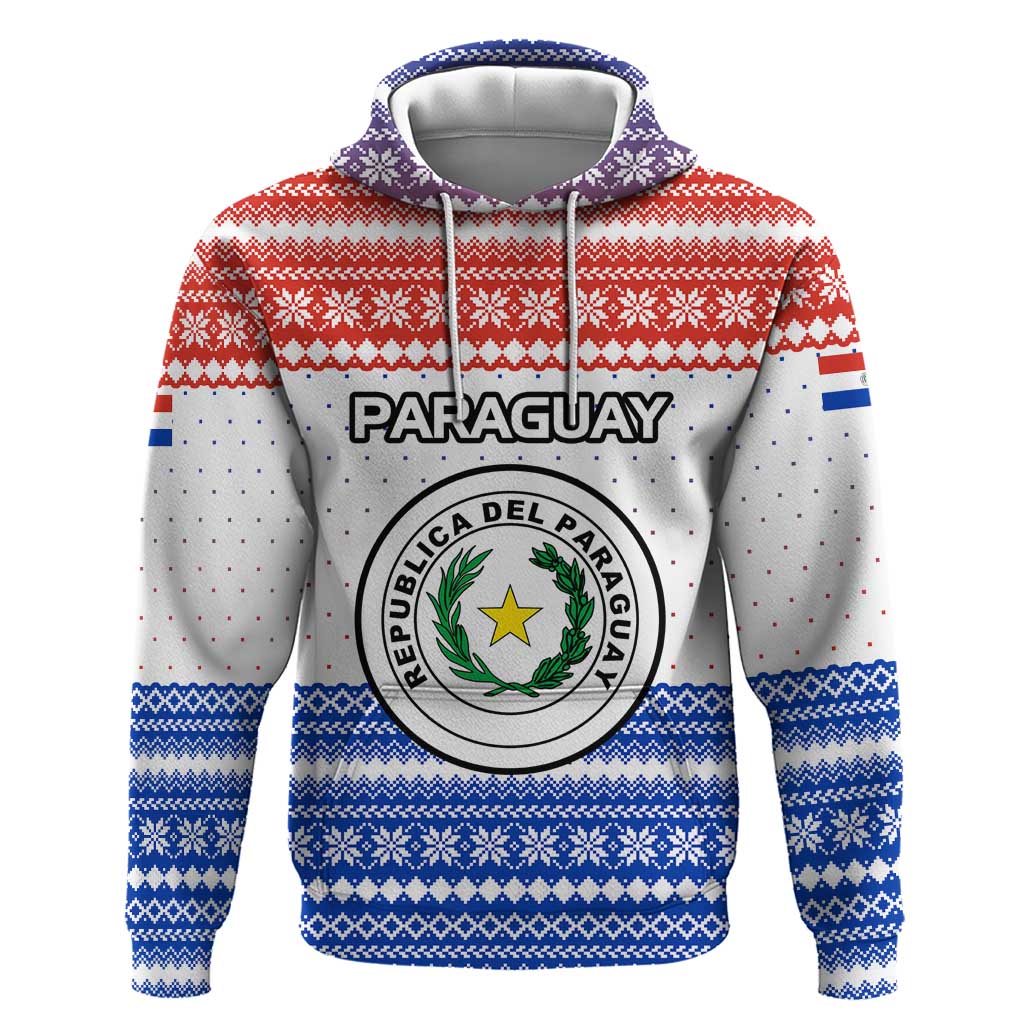 Paraguay Christmas Zip Hoodie with Red-White-Blue Design, National Seal, and Santa Motif - Wonder Print Shop