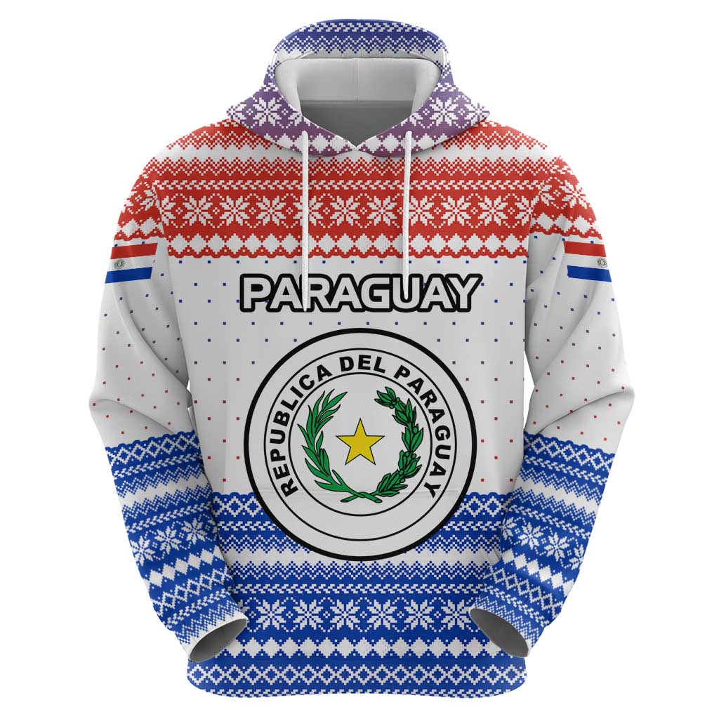 Paraguay Christmas Zip Hoodie with Red-White-Blue Design, National Seal, and Santa Motif - Wonder Print Shop