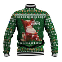 Paraguay Christmas Baseball Jacket with Green Festive Pattern, Map and Flag Motif, and Santa Illustration - Wonder Print Shop