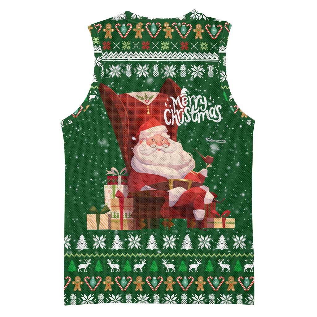 Paraguay Christmas Basketball Jersey with Green Festive Pattern, Map and Flag Motif, and Santa Illustration - Wonder Print Shop