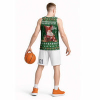 Paraguay Christmas Basketball Jersey with Green Festive Pattern, Map and Flag Motif, and Santa Illustration - Wonder Print Shop