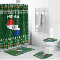 Paraguay Christmas Bathroom Set with Green Festive Pattern, Map and Flag Motif, and Santa Illustration - Wonder Print Shop