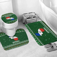 Paraguay Christmas Bathroom Set with Green Festive Pattern, Map and Flag Motif, and Santa Illustration - Wonder Print Shop