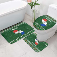 Paraguay Christmas Bathroom Set with Green Festive Pattern, Map and Flag Motif, and Santa Illustration - Wonder Print Shop