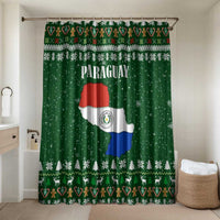 Paraguay Christmas Bathroom Set with Green Festive Pattern, Map and Flag Motif, and Santa Illustration - Wonder Print Shop